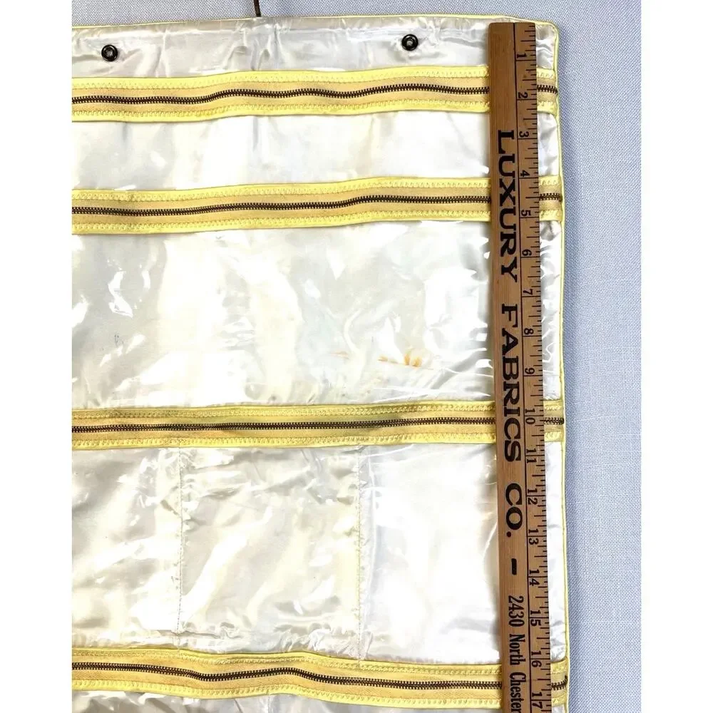 VIntage Travel Jewely Case Storage Floral Fold Up Hanger Top Zippered Pockets